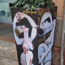 Painted flower box in the center of Málaga